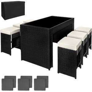 Tectake 404385 barset ibiza i konstrotting inkl. överskyddsdrag - svart