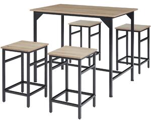 Tectake 404307 matbord med 4 barstolar edinburgh - industriellt ljust trä