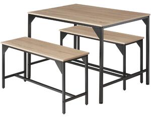 Tectake 404341 matbord och bänkar bolton 2 + 1 - industriellt lätt trä, ek sonoma