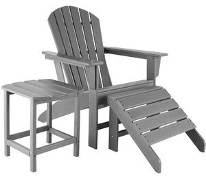 Tectake 404613 trädgårdsstol med fotstöd och bord - ljusgrå