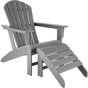 Tectake 404609 trädgårdsstol med fotstöd i adirondack-design - ljusgrå