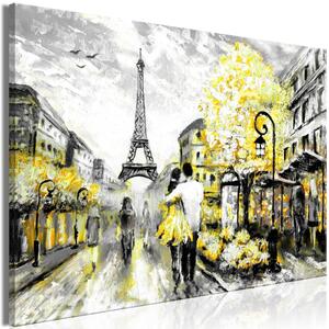 Tavla - Colourful Rendez-Vous (1 Part) Wide Yellow - På italiensk konstnärsduk 30x20