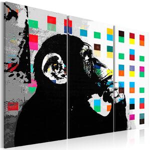 Tavla - The Thinker Monkey by Banksy - På italiensk konstnärsduk 90x60