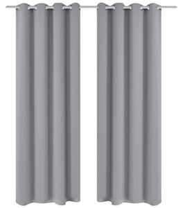 Mörkläggningsgardiner med metallringar 2 st 135 x 245 cm grå