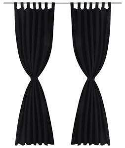 2-pack gardiner med öglor i svart microsatin 140 x 245 cm