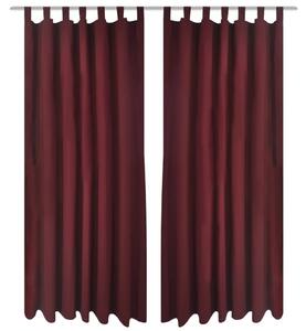 2-pack gardiner med öglor i vinröd microsatin 140 x 175 cm