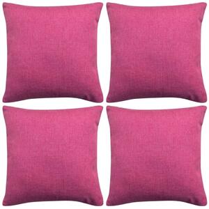 Kuddöverdrag 4 st linne-design  80x80 cm rosa