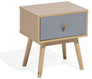 Nattduksbord Ljus trä med Grå 2 Låda Tillverkat Trä Skandinavisk Design Beliani