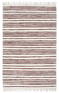 Handvävd matta Chindi bomull 120x170 cm vinröd och vit