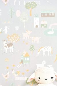 MY FARM SOFT GREY Non woven / Easy up-tapet