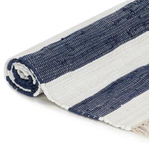 Handvävd matta Chindi bomull 80x160 cm blå och vit