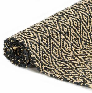 Handvävd matta Chindi läder bomull 80x160 cm svart