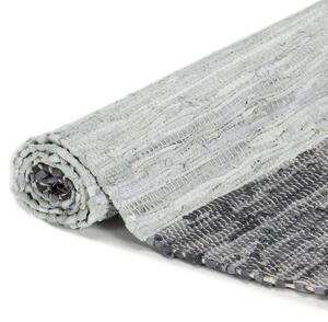 Handvävd matta Chindi läder 80x160 cm grå