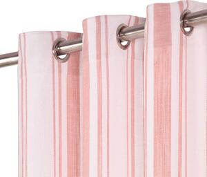 Gardiner med metallringar 2 st bomull 140x225 cm rosa ränder