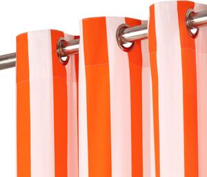 Gardiner med metallringar 2 st tyg 140x245 cm orange ränder