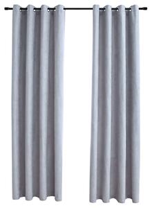 Mörkläggningsgardiner med metallringar 2 st grå 140x225 cm