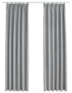 Mörkläggningsgardiner med krokar 2 st grå 140x225 cm