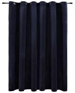 Mörkläggningsgardin med metallringar sammet svart 290x245 cm