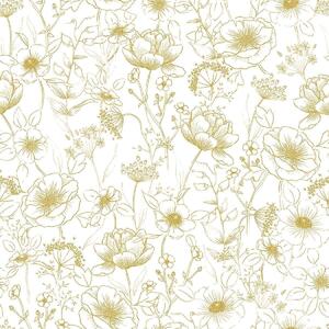 Flowers Botany Gold Non Woven / Easy Up-Tapet