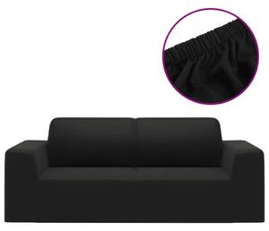 Sofföverdrag 2-sits med stretch svart polyesterjersey