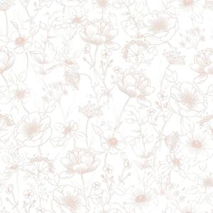 Flowers Botany Pink Non Woven / Easy Up-Tapet