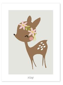 Fawn And Flowers Poster - 30x40 cm