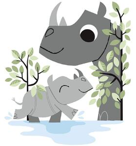 Xl - Rhino Family Väggklistermärken