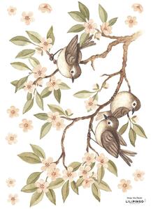 Branch And Sparrows Väggklistermärken