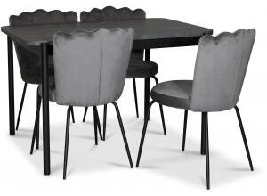 Wayne matgrupp 120x80 cm inkl. 4 st Lidingö grå stolar - Grå marmorfoliering