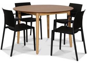 Oskar matgrupp 120-170 x 120 cm inkl. 4 st Alafors svarta stolar - Ekfanèr