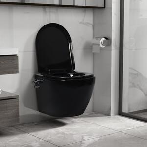 Toalettstol vägghängd utan spolkant med bidé keramik svart