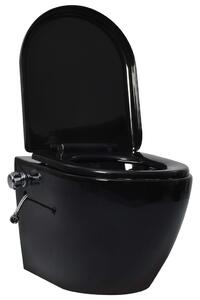 Toalettstol vägghängd utan spolkant med bidé keramik svart