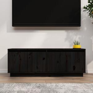 Tv-bänk svart 110x34x40 cm massiv furu