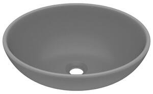Lyxigt ovalt handfat matt mörkgrå 40x33 cm keramik