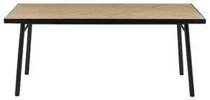Matbord Ljust trä med Svart MDF Gummiträ 180 x 90 cm Rektangulär för 6 Personer Traditionellt Matrum Beliani