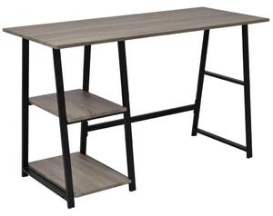 Skrivbord med 2 hyllor grå/ek