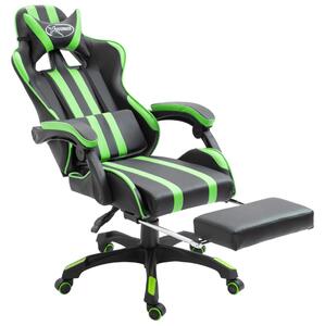 Gamingstol med fotstöd grön konstläder