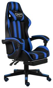 Gamingstol med fotstöd svart och blå konstläder