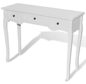 Konsolbord med tre lådor vit