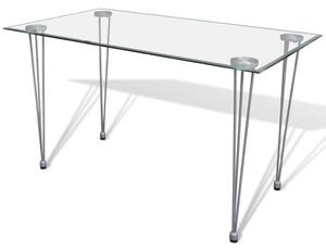 Matbord med bordsskiva i glas genomskinlig
