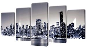 Uppsättning väggbonader svartvitt på duk: New York 200 x 100 cm
