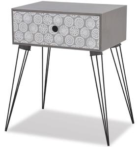 Sängbord med 1 låda rektangulär grå