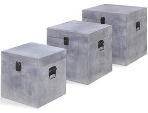 Förvaringslådor 3 st fyrkantiga MDF betonggrå