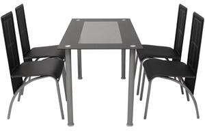 Matbord och stolar 5 delar svart