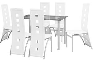 Matbord och stolar 7 delar vit
