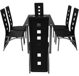 Matbord och stolar 7 delar svart