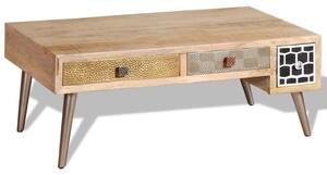 Soffbord med lådor massivt mangoträ 105x55x41 cm