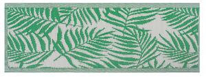 Modern Utomhusmatta 60 x 105 cm Syntetisk med Palmbladmönster i Grön Färg till Balkong Beliani