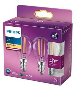 SET 2x LED Glödlampa VINTAGE Philips E14/4,3W/230V 2700K