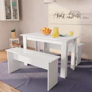 Matbord och bänkar 3 delar spånskiva vit